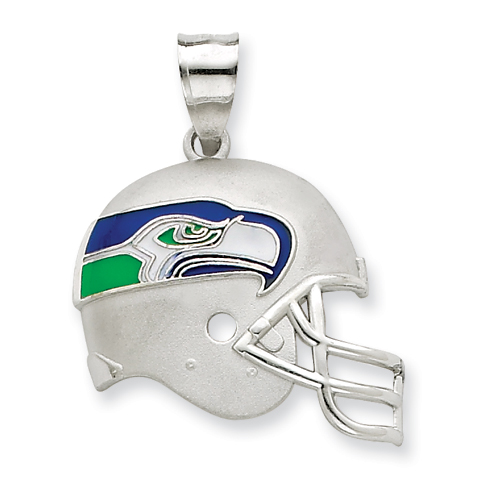 Seattle Seahawks 3/4in Sterling Silver Helmet Pendant