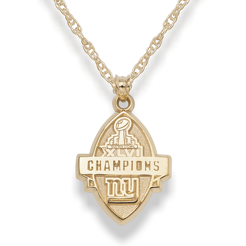 Super Bowl XLVI Champion Giants Necklace 10kt Yellow Gold