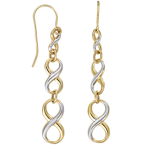 14k Two-tone Gold Graduated Infinity Symbol Earrings with French Wire