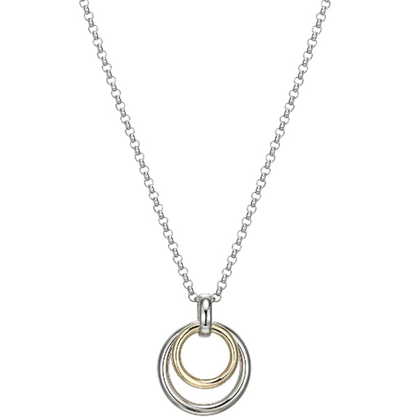 ELLE Gold-plated Sterling Silver Double Circle Drop Necklace