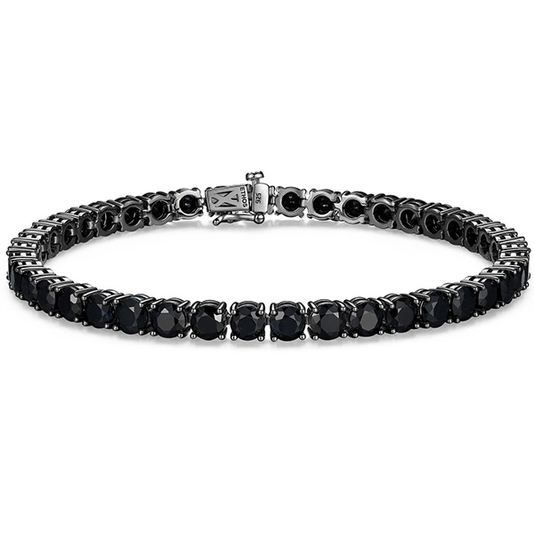 Ethos Men's Gunmetal Sterling Silver and Black Sapphire Bracelet