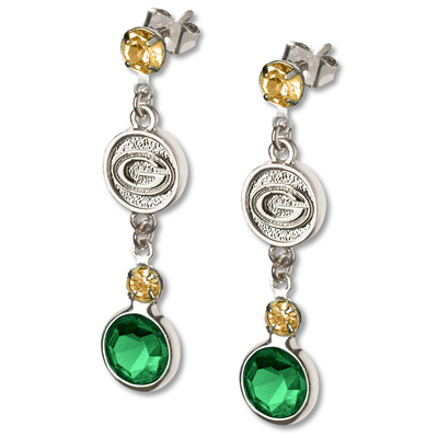 Green Bay Packers Crystal Logo Earrings