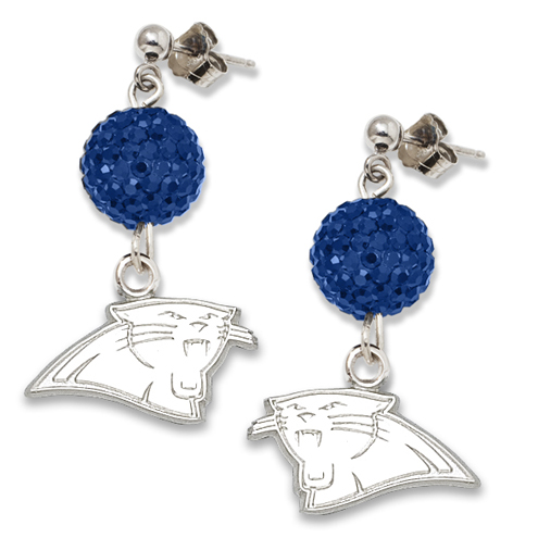 Sterling Silver Carolina Panthers Crystal Ovation Earrings