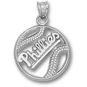 Sterling Silver 5/8in Philadelphia Phillies Baseball Pendant