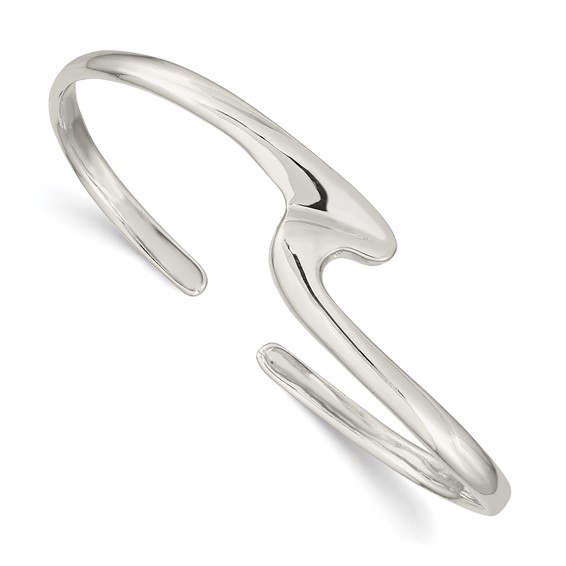 Sterling Silver Curved Fancy Cuff Bangle Bracelet QB195 | Joy Jewelers