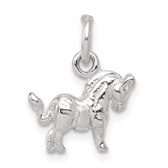 Sterling Silver 3-D 3/8in Horse Charm