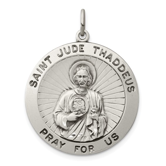 Sterling Silver 1in St. Jude Thaddeus Pray For Us Medal