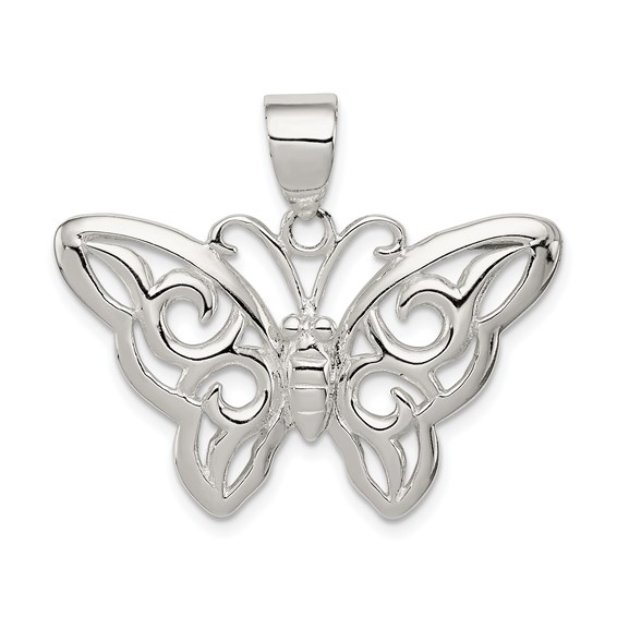 Sterling Silver 3/4in Butterfly Pendant QC5007 | Joy Jewelers