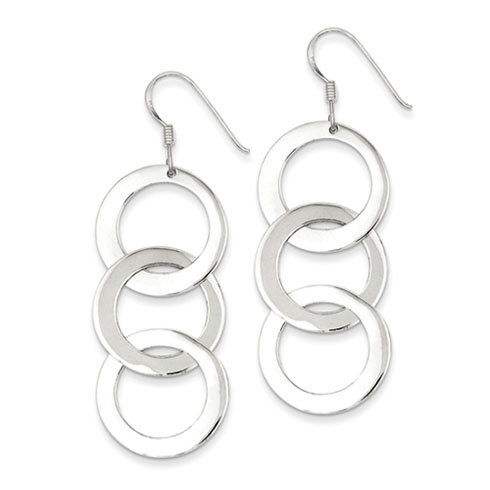 Sterling Silver Fancy Triple Circle Interlocking Earrings