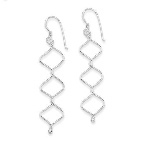 Sterling Silver Fancy Twisted Wire Earrings 1 3/8in