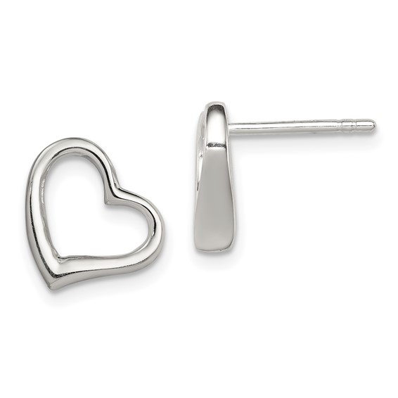 Sterling Silver Open Heart Earrings 3/8in QE4180 | Joy Jewelers