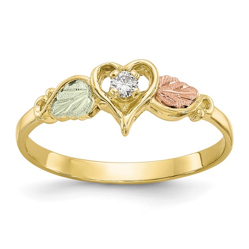 10k Black Hills Gold Diamond Heart Ring