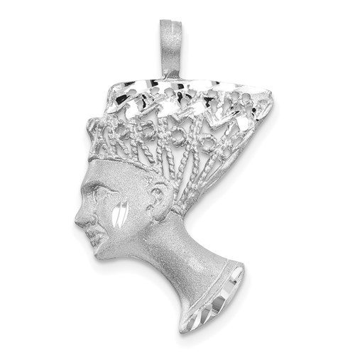 10k White Gold Queen Nefertiti Pendant 7/8in