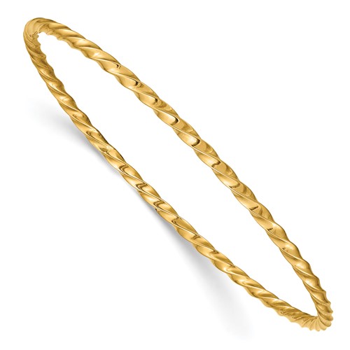 10k Yellow Gold Hollow Twisted Bangle Bracelet 2.5mm