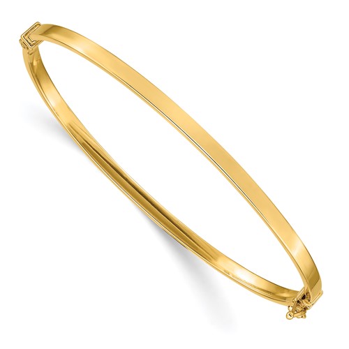 10k Yellow Gold Slender Flat Italian Bangle Bracelet with Hinge 7in