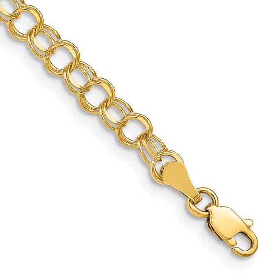 10k Yellow Gold 8in Double Link Charm Bracelet 4mm