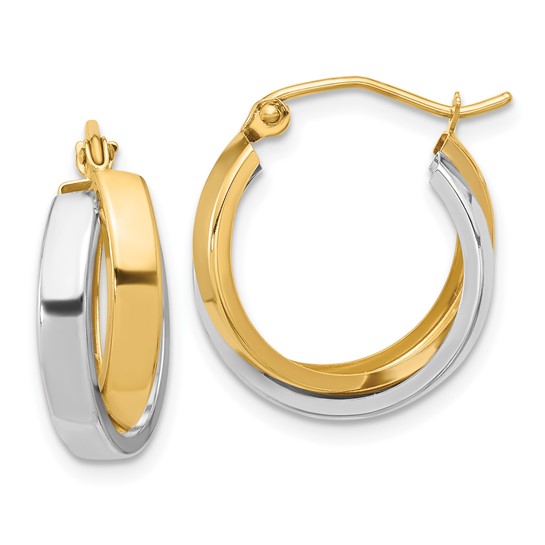 10kt Two-tone Gold 3/4in Double Hoop Earrings 10ER287 | Joy Jewelers