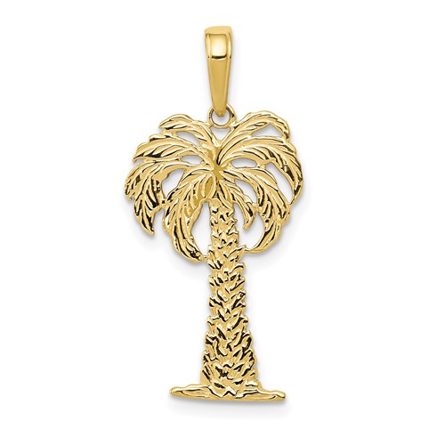 10k Yellow Gold Palm Tree Pendant 7/8in