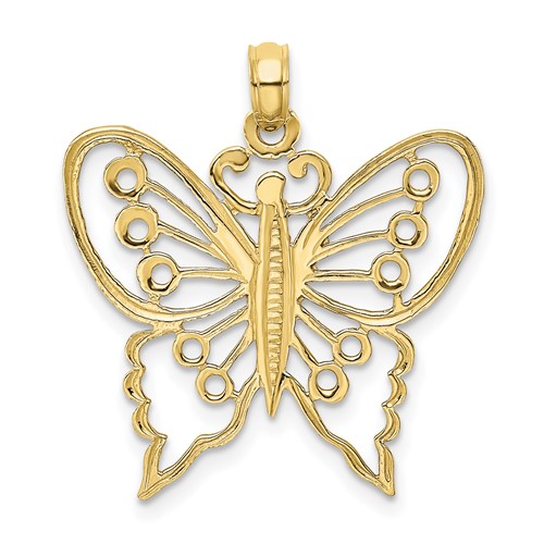 10k Yellow Gold Cut-Out Butterfly Pendant 7/8in