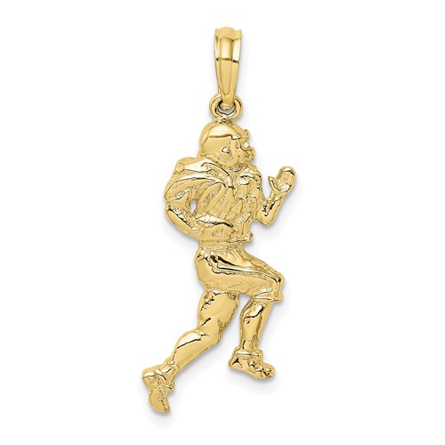 10k Yellow Gold Running Football Player Pendant 1in