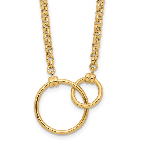 14k Yellow Gold Interlocking Circles Rolo Chain Necklace