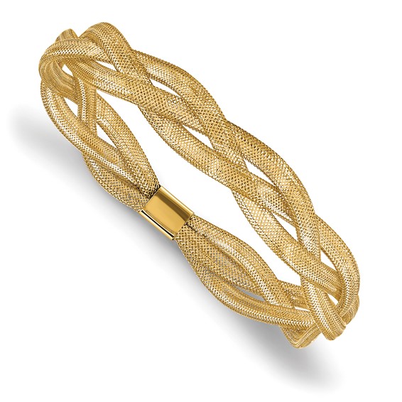 10k Yellow Gold Mesh Stretch Twist Bangle Bracelet