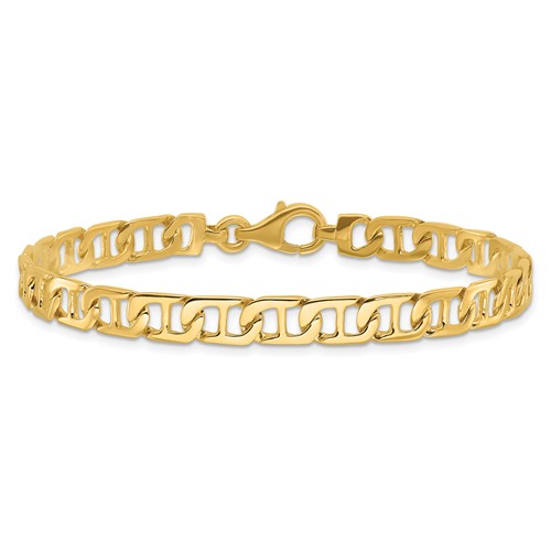 10k Yellow Gold Men's 8in Hand-Polished Anchor Link Bracelet 6.5mm