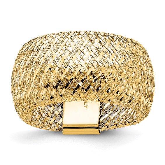 10k Yellow Gold Wide Stretch Mesh Ring