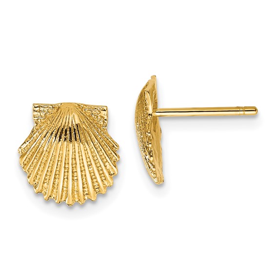 10k Yellow Gold Small Scallop Shell Earrings