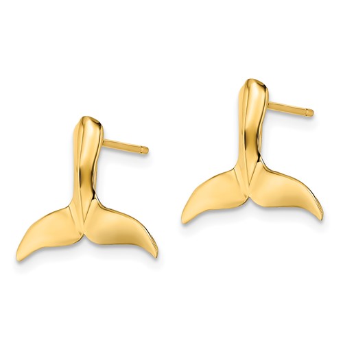 10k Yellow Gold Whale Tail Earrings