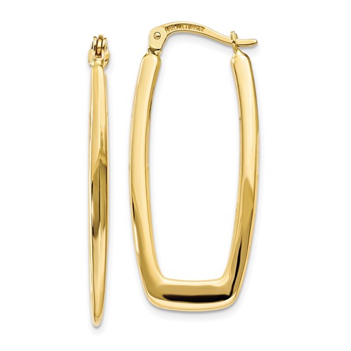 10k Yellow Gold Rectangle Hoop Earrings 1.25in 10TF148 | Joy Jewelers