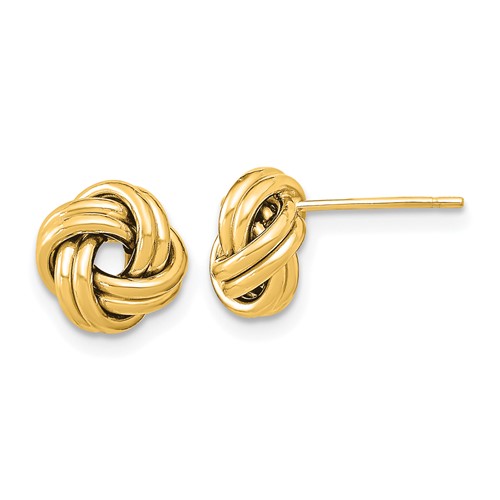 10k Yellow Gold Double Love Knot Post Earrings With Polished Finish