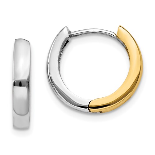 10k Two-tone Gold Very Small Huggie Hoop Earrings