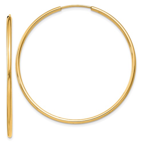 10k Yellow Gold 1.5in Endless Hoop Earrings 1.5mm