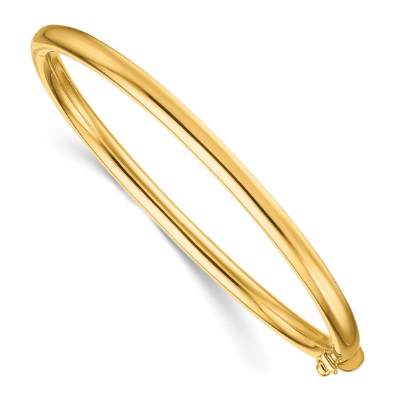 14k Yellow Gold Tube Hinged Classic Bracelet 4mm Wide