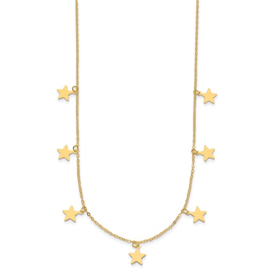 14k Yellow Gold Seven Star Station Necklace 18in