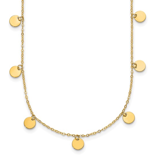 14k Yellow Gold Seven Disc Station Necklace 18in