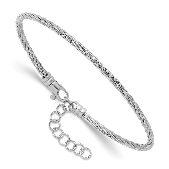 14k White Gold Diamond-cut Twisted Wire Bracelet