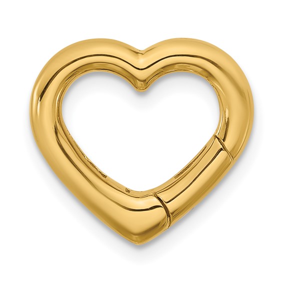 14k Yellow Gold Open Heart Pendant Push Clasp 5/8in