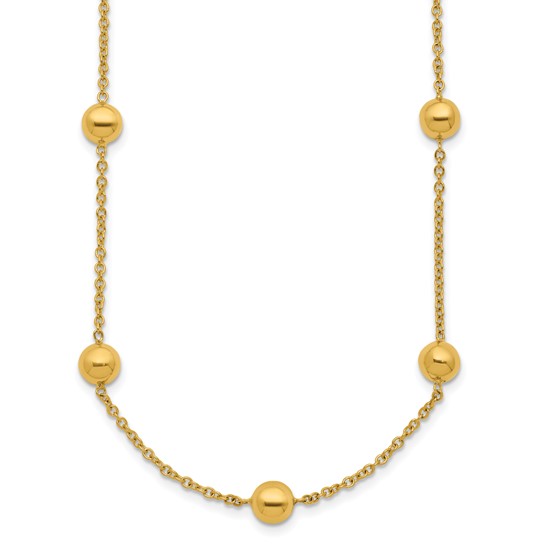 14k Yellow Gold 11 Station Ball Necklace