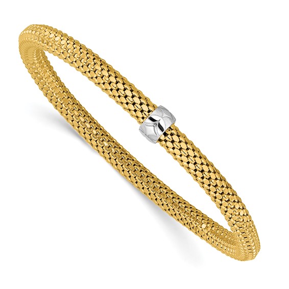 14k Two-tone Gold Italian Woven Stretch Bracelet