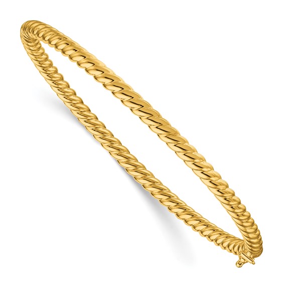 Herco 14k Yellow Gold Rope Bangle Bracelet 3.6mm Wide