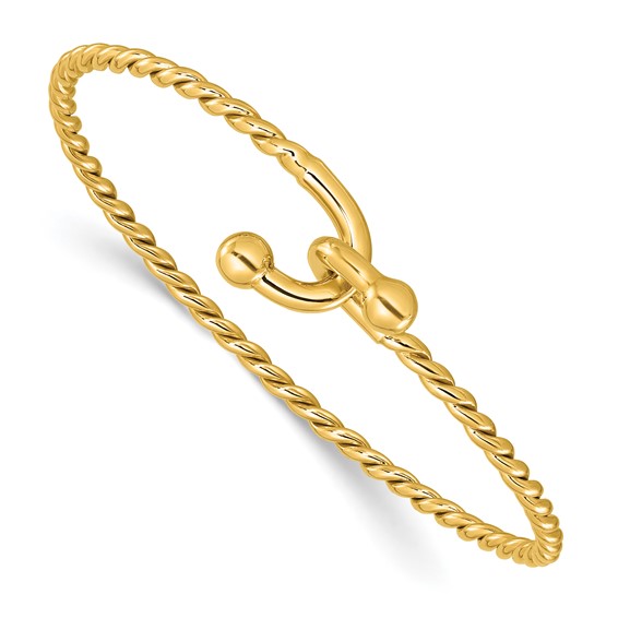 Herco 14k Yellow Gold Twisted Hook Bangle Bracelet