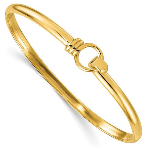 14k Yellow Gold Loop and Hook Circle Bangle Bracelet