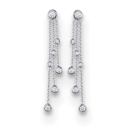 18k White Gold 0.57 ct tw Diamond Bezel Chain Cascade Drop Earrings