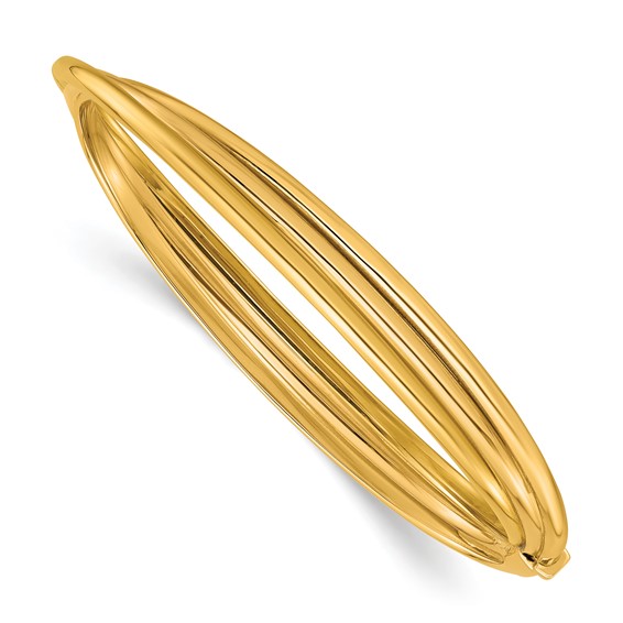 18k Yellow Gold Three Row Hinged Bangle Bracelet