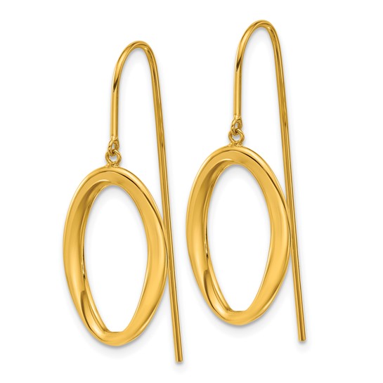 18k Yellow Gold Open Oval Threader Earrings