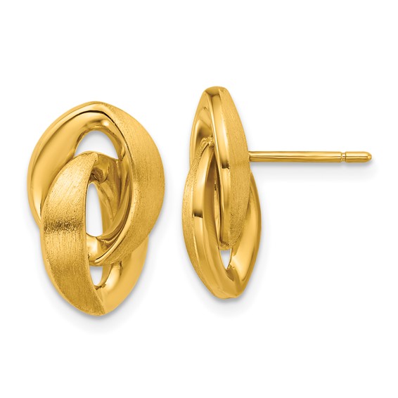 18k Yellow Gold Small Double Navette Post Earrings