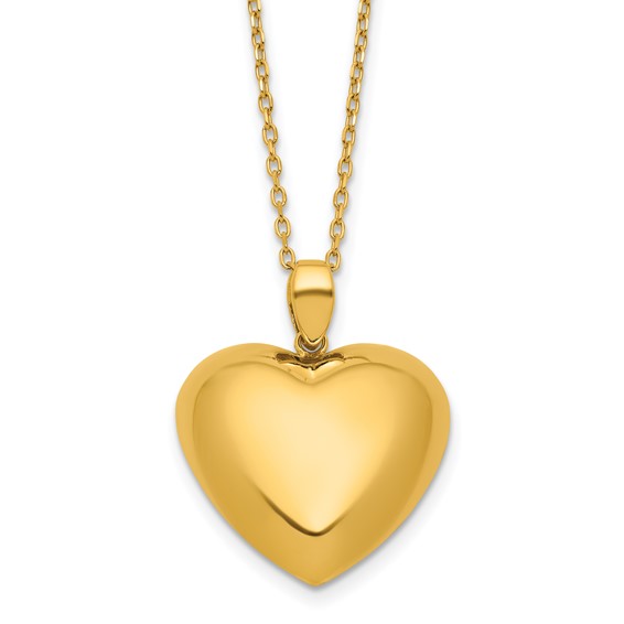 18k Yellow Gold Puffed Heart Necklace