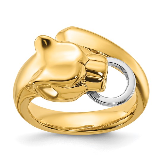 18k Two-tone Gold Panther Head Ring Size 7